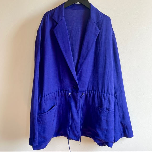 💜 Acne Studios royal purple linen blend jacket blazer w drawcord size 38 US M 6 - Picture 5 of 13